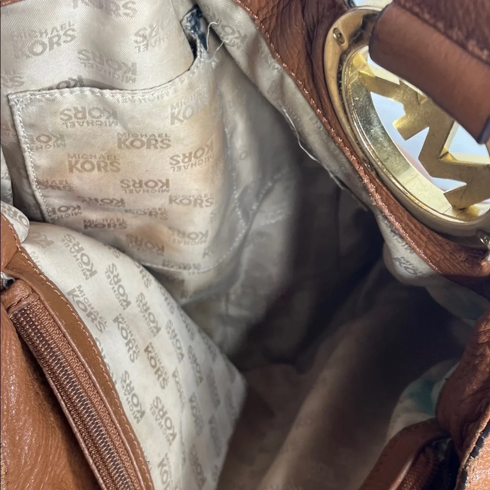 Michael Kors Fulton Large Leather East West Tote Bag Luggage Handbag Brown - Picture 8 of 12